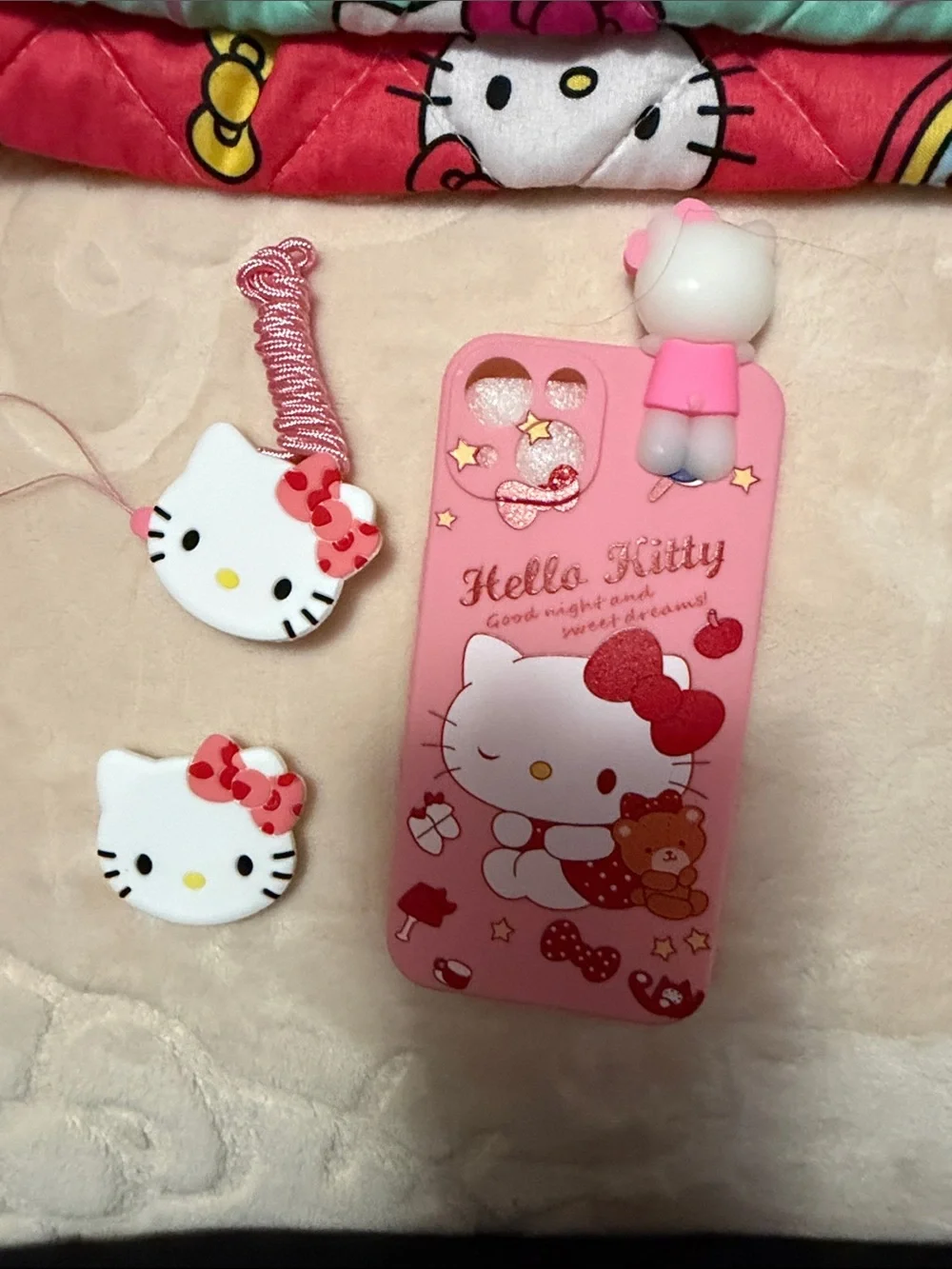 Hello Kitty Pink and White Phone Case with Bow Charms iPhone 13